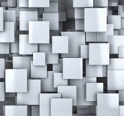 Fabric roller blind gray 3D squares pattern