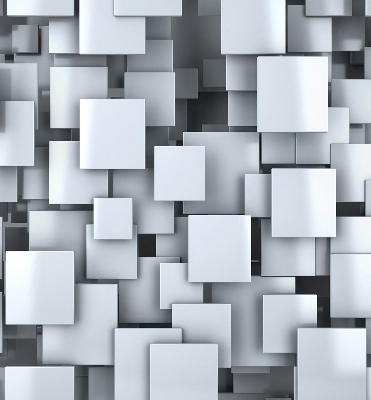 Fabric roller blind gray 3D squares pattern