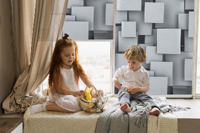 Fabric roller blind Gray 3D Squares