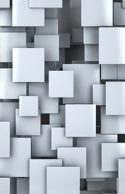 Fabric roller blind gray 3D squares pattern