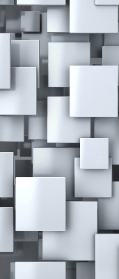 Fabric roller blind gray 3D squares pattern