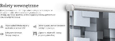 Fabric roller blind gray 3D squares pattern