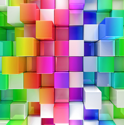Modern roller blind Colorful 3D cubes