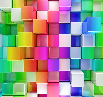 Modern roller blind Colorful 3D cubes