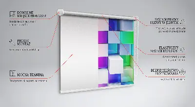 Modern roller blind with colorful 3D cubes pattern