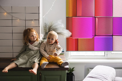 Modern roller blind with colorful 3D cubes pattern