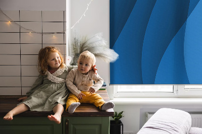 Roller blind for large window Blue waves