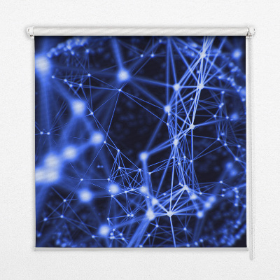 Fabric roller blind Blue dots connected by lines