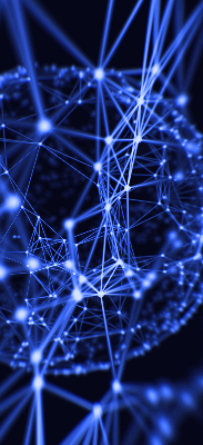 Fabric roller blind Blue dots connected by lines