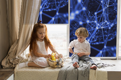 Fabric roller blind Blue dots connected by lines