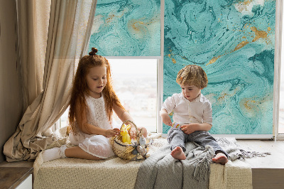 Modern roller blind in turquoise granite