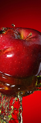 Fabric roller blind An apple doused with water