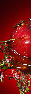 Fabric roller blind An apple doused with water