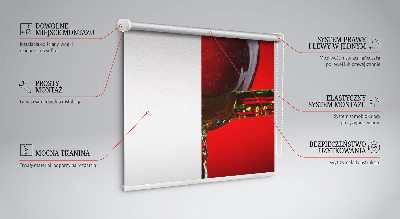 Fabric roller blind An apple doused with water