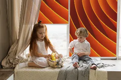 Modern roller blind with orange abstraction print