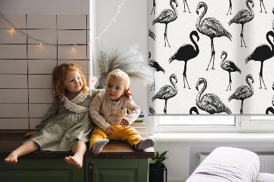 Roller blind for large window Black flamingos