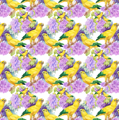 Roller blind for large window Yellow parrots