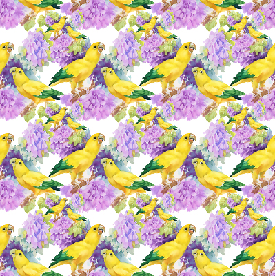 Roller blind for large window Yellow parrots