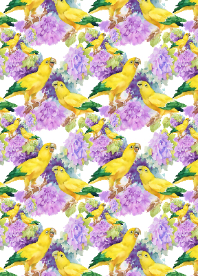 Roller blind for large window Yellow parrots