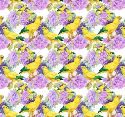 Roller blind for large window with yellow parrots pattern