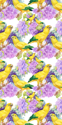 Roller blind for large window Yellow parrots