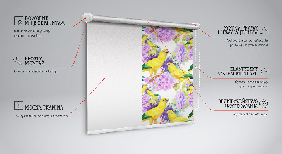 Roller blind for large window Yellow parrots