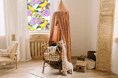 Roller blind for large window Yellow parrots