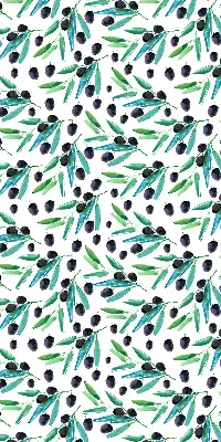 Fabric roller blind with a leaves and plums pattern