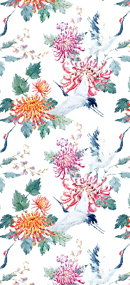 Roller blind for large window Heron and flower