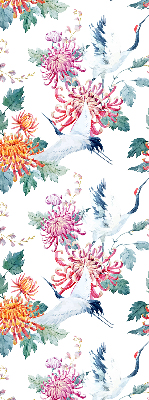 Roller blind for large window Heron and flower