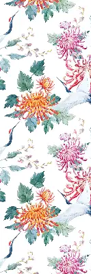 Roller blind for large windows heron and flower print