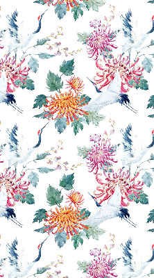 Roller blind for large window Heron and flower
