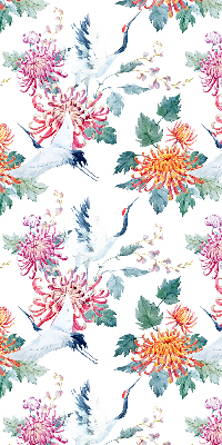 Roller blind for large window Heron and flower