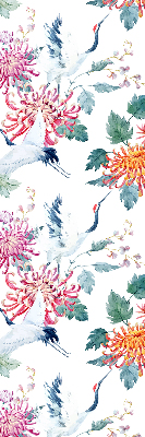Roller blind for large window Heron and flower