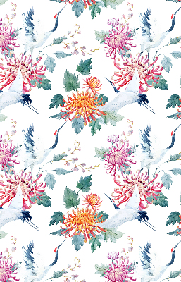 Roller blind for large window Heron and flower