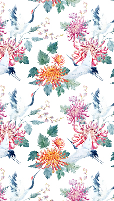 Roller blind for large window Heron and flower