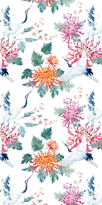 Roller blind for large window Heron and flower