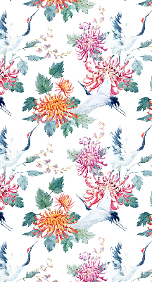 Roller blind for large window Heron and flower