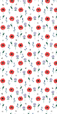 Fabric roller blind with poppy flowers print