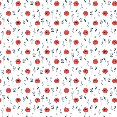 Fabric roller blind Poppy flowers