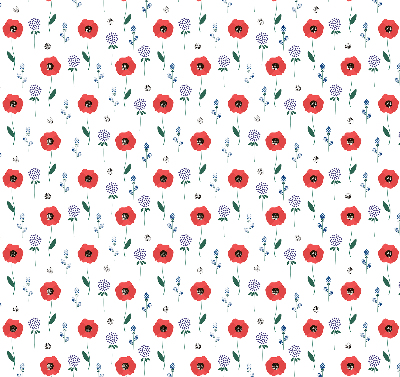 Fabric roller blind Poppy flowers