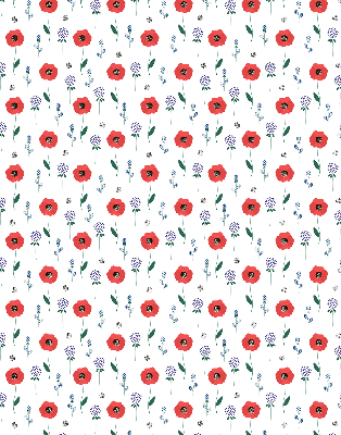Fabric roller blind Poppy flowers