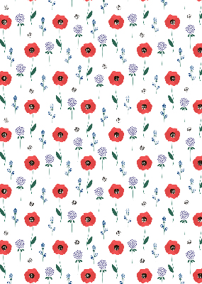 Fabric roller blind Poppy flowers