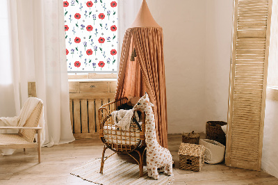 Fabric roller blind Poppy flowers