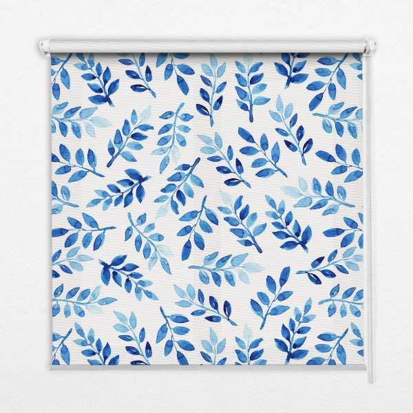 Modern roller blind Blue leaves