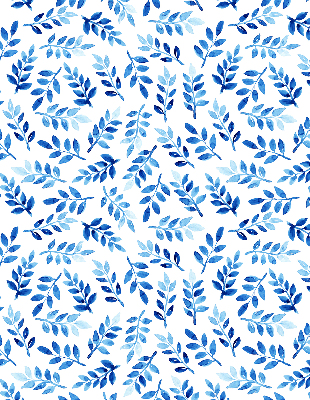 Modern roller blind Blue leaves