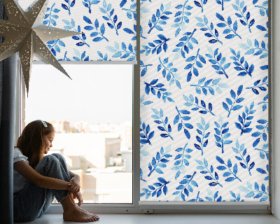 Modern roller blind Blue leaves