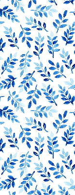 Modern roller blind with blue leaves pattern