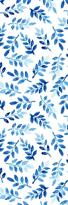 Modern roller blind with blue leaves pattern