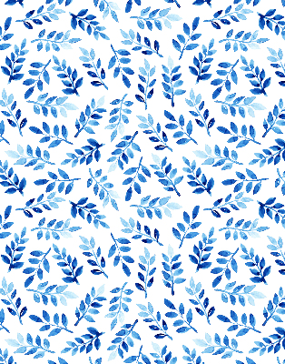 Modern roller blind Blue leaves